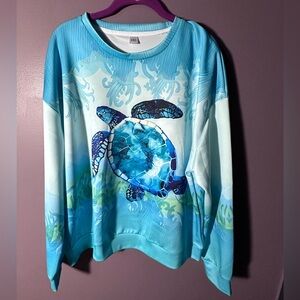 Blue Sea Turtle Graphic Sweatshirt